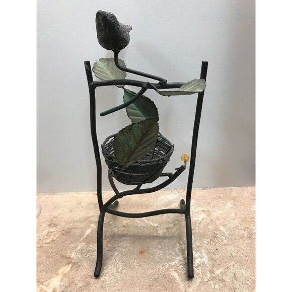 Little BIRD on BRANCH with NEST metal Candle Votiv - Picture 2 of 5